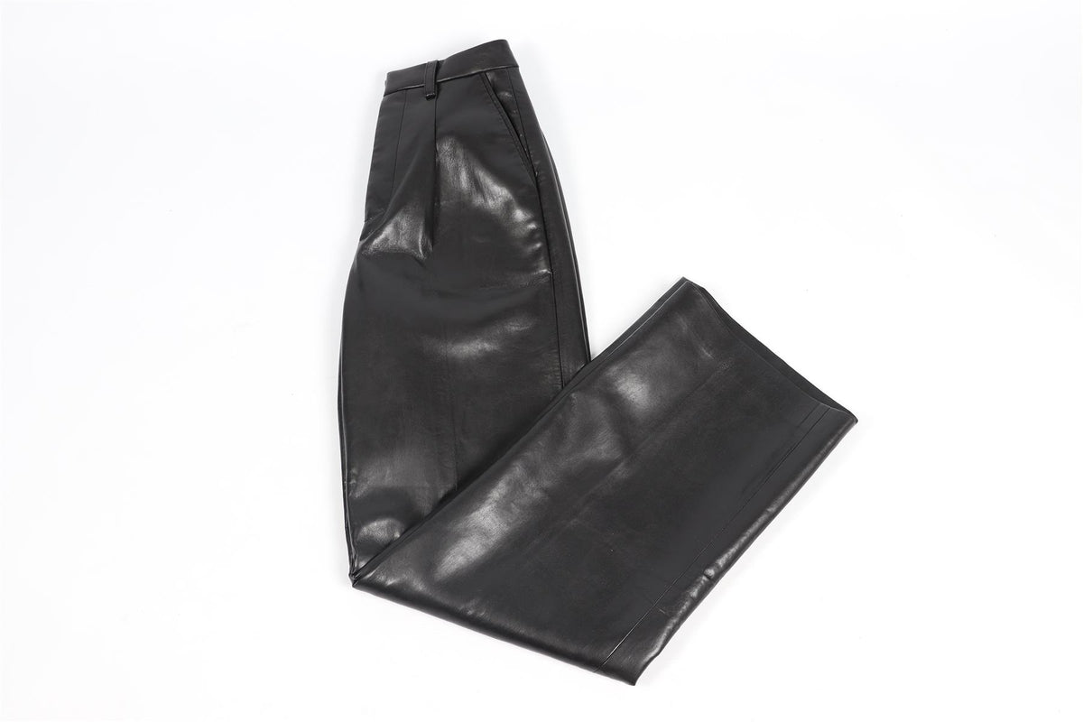 ANINE BING BLACK FAUX LEATHER STRAIGHT LEG PANTS FR 34 UK 6