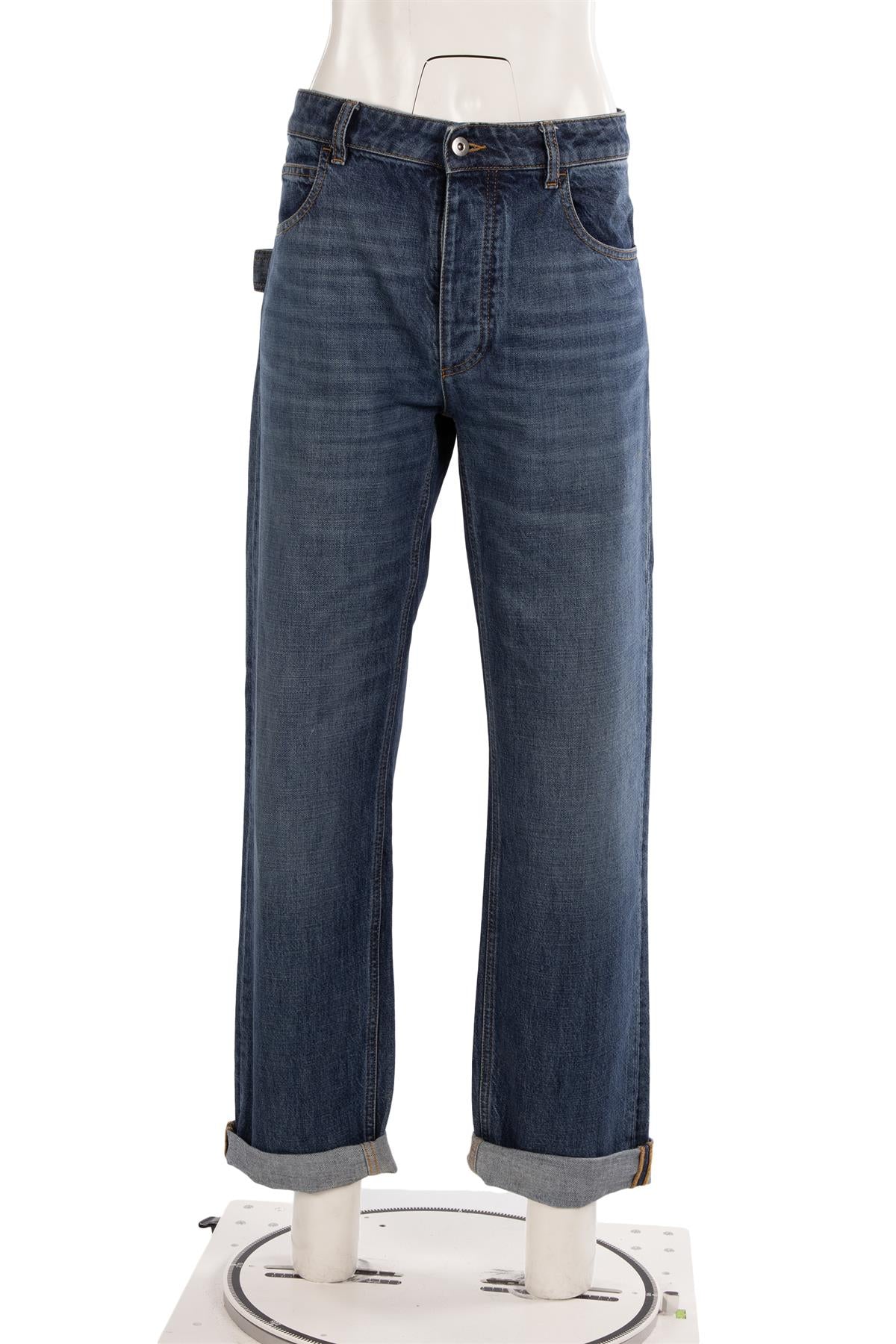 BOTTEGA VENETA BLUE HIGH RISE STRAIGHT LEG JEANS IT 40 UK 8