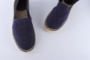 HERMÈS NAVY MEN'S EUSEBIO CANVAS LOAFERS EU 43 UK 9 US 10