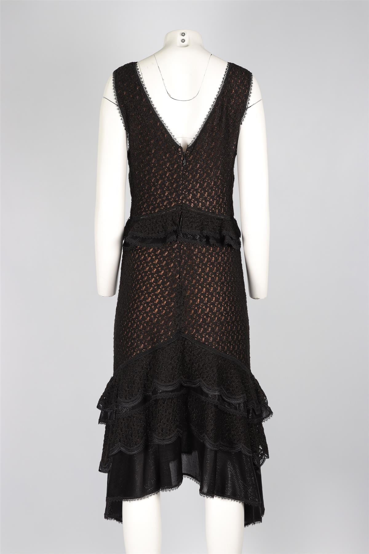 JONATHAN SIMKHAI BLACK LACE MIDI DRESS US 10 UK 14