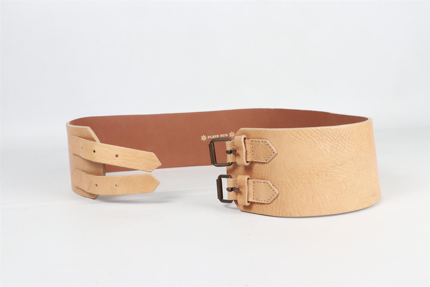 PLEIN SUD BROWN LEATHER WAIST BELT FR 36 UK 8