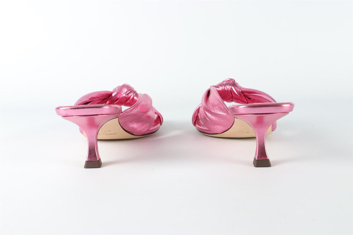 JIMMY CHOO PINK AVENUE LEATHER SANDALS EU 38 UK 5 US 8