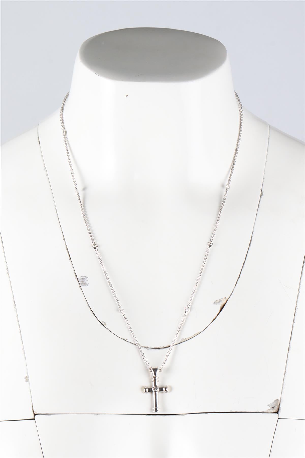 THEO FENNELL CROSS 18K WHITE GOLD AND DIAMOND PENDANT