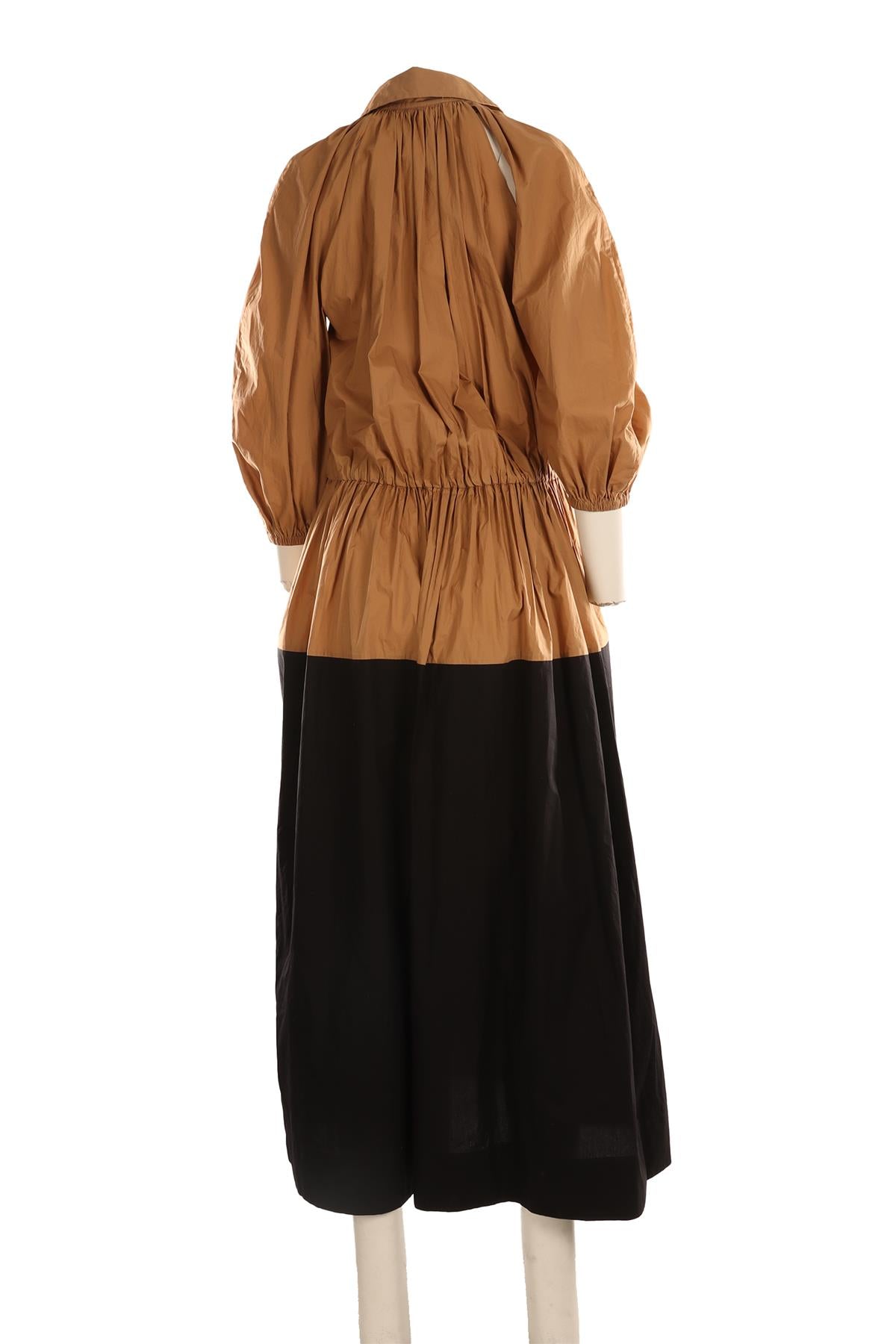ESSE STUDIOS TAN COTTON MIDI DRESS UK 8