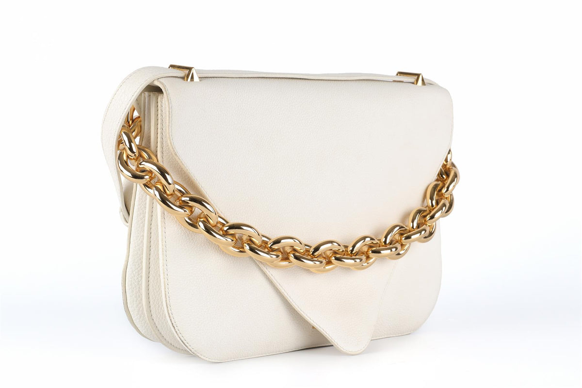 BOTTEGA VENETA WHITE MOUNT MEDIUM LEATHER SHOULDER BAG