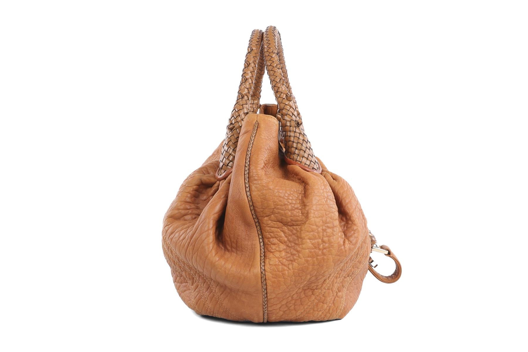 FENDI BROWN SPY FF ZUCCA LEATHER TOTE BAG