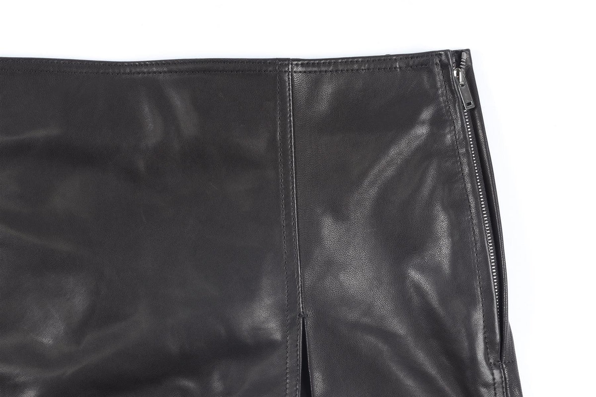 ZEYNEP ARCAY BLACK LEATHER MINI SKIRT FR 32 UK 4