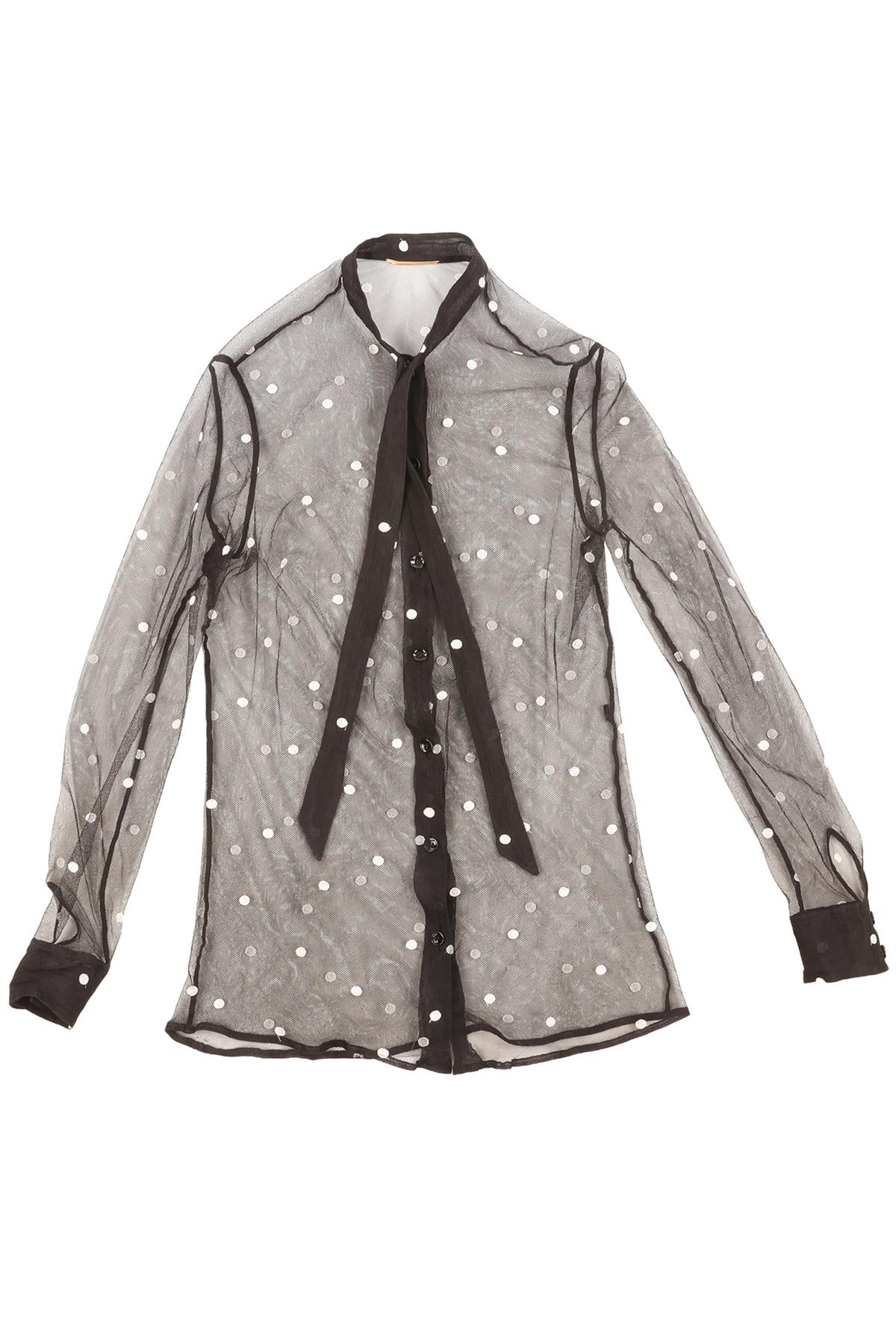 SAINT LAURENT BLACK TULLE SHIRT FR 38 UK 10