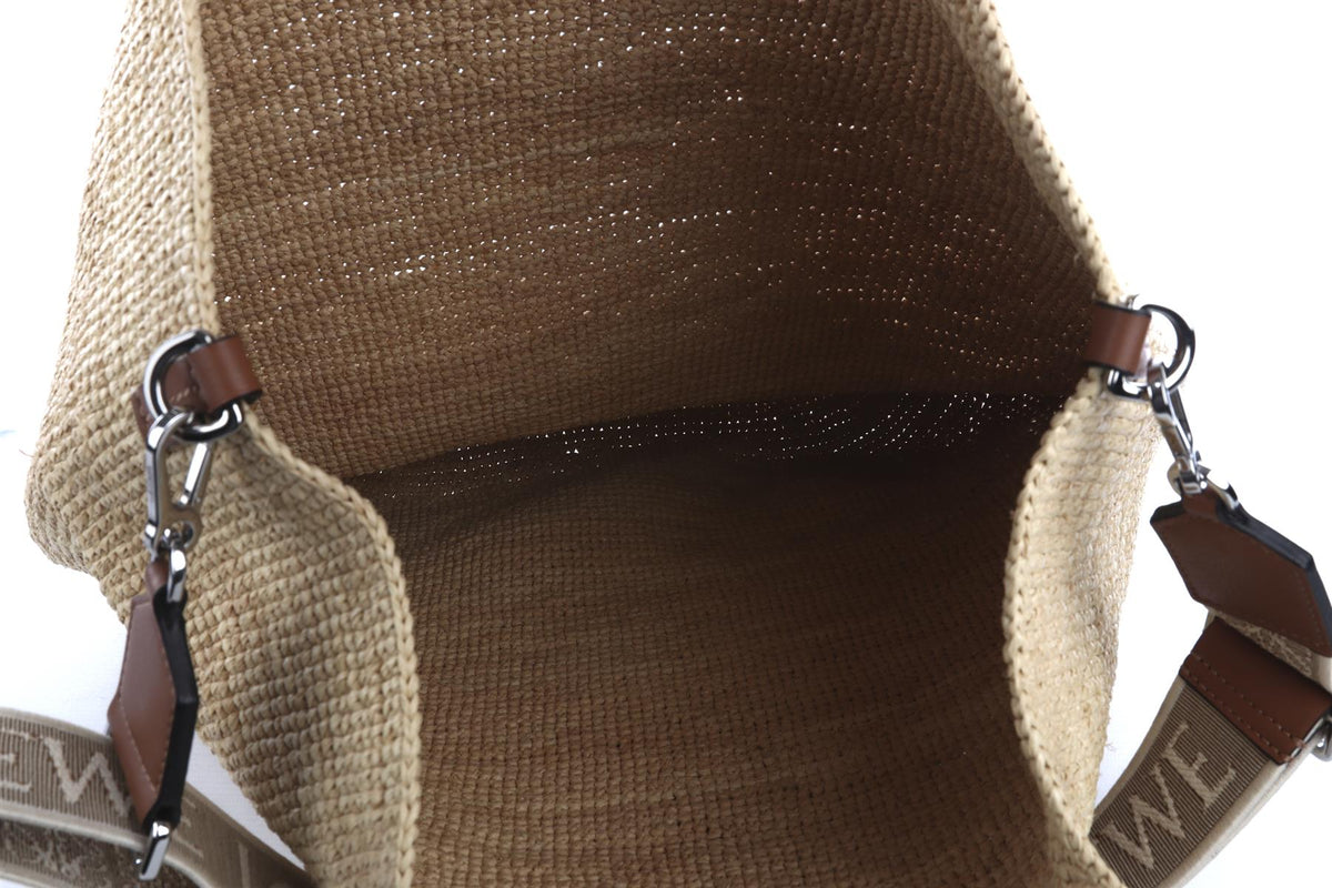 LOEWE + PAULA'S IBIZA BEIGE SLIT LARGE RAFFIA TOTE BAG