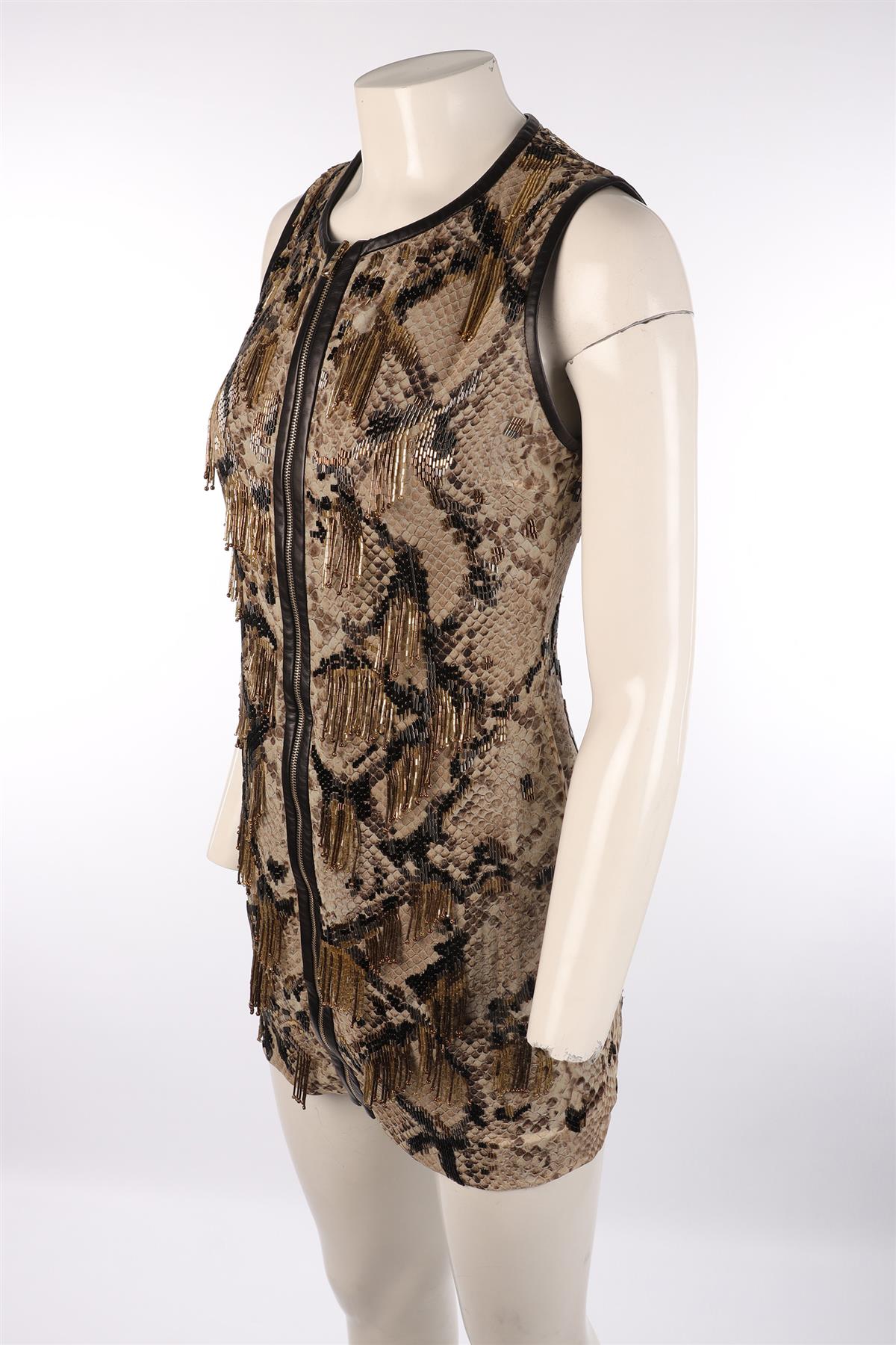 ROBERTO CAVALLI BEIGE SILK MINI DRESS IT 38 UK 6