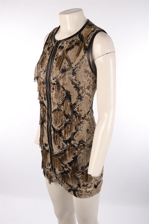 ROBERTO CAVALLI BEIGE SILK MINI DRESS IT 38 UK 6