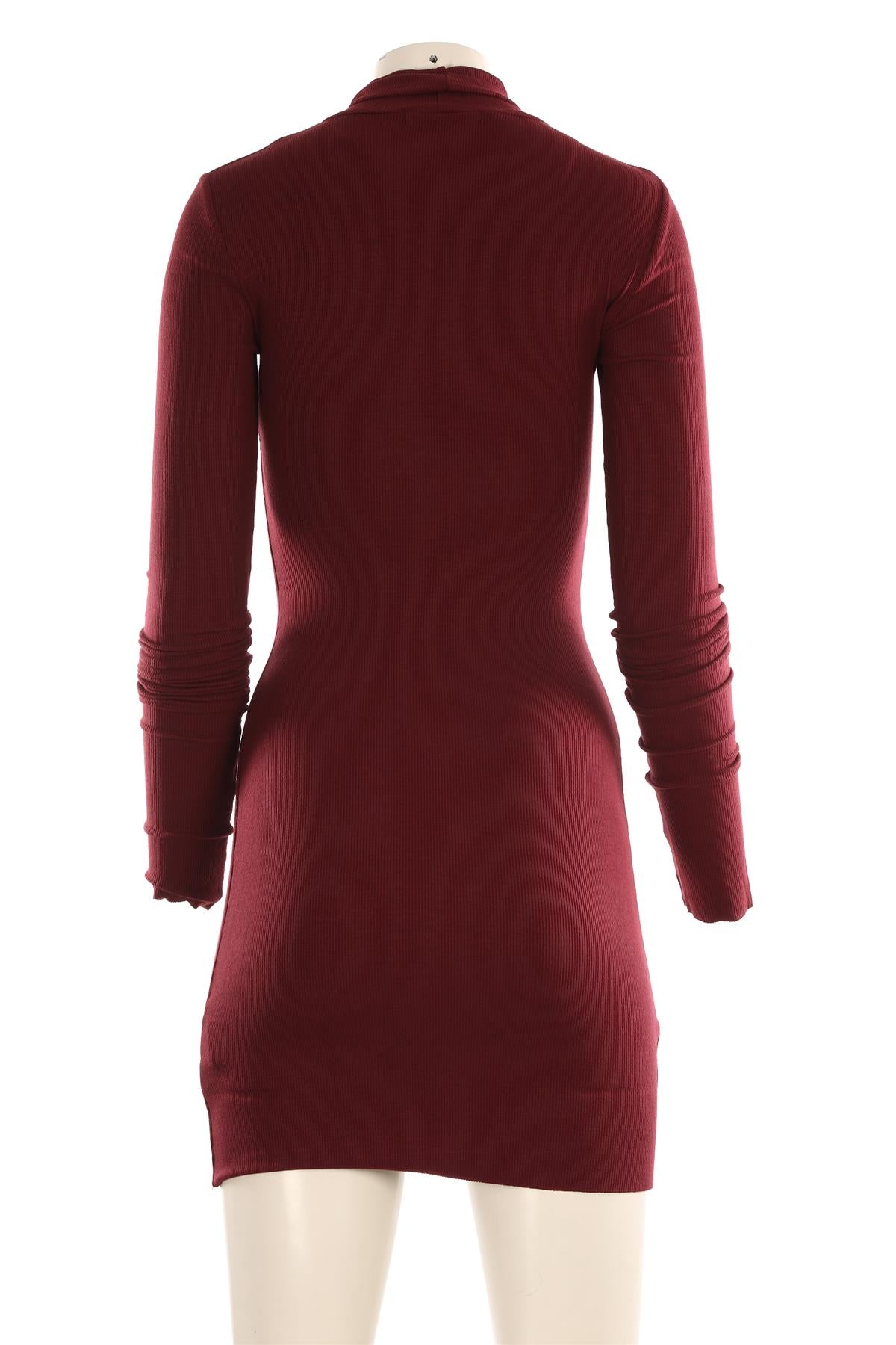 ETERNE BURGUNDY COTTON MINI DRESS SMALL