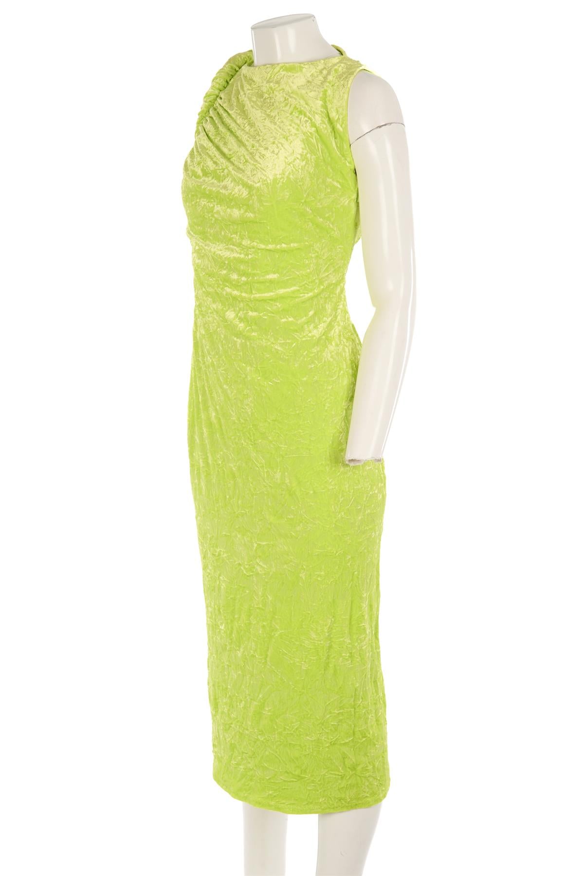 VERSACE GREEN VELVET MIDI DRESS IT 42 UK 10