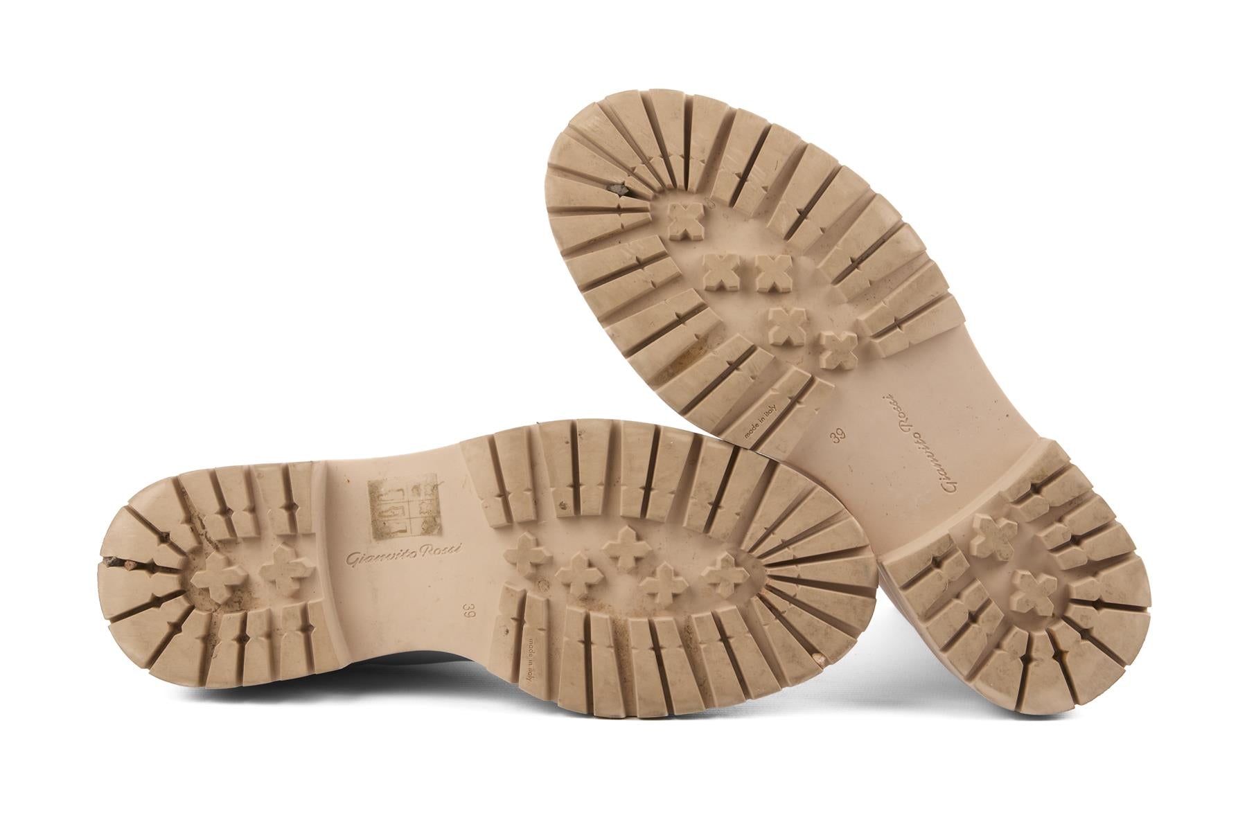 GIANVITO ROSSI BEIGE LEATHER ANKLE BOOTS EU 39 UK 6 US 9