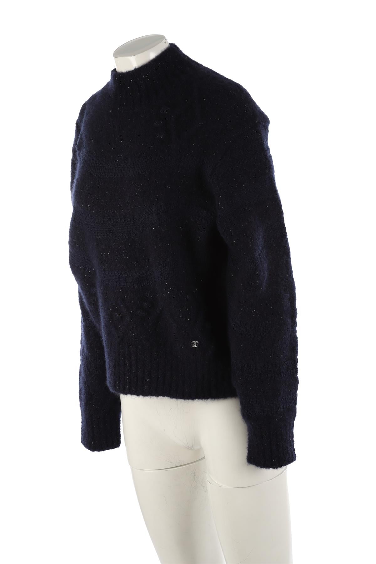 CHANEL NAVY 2023 CASHMERE JUMPER FR 42 UK 14