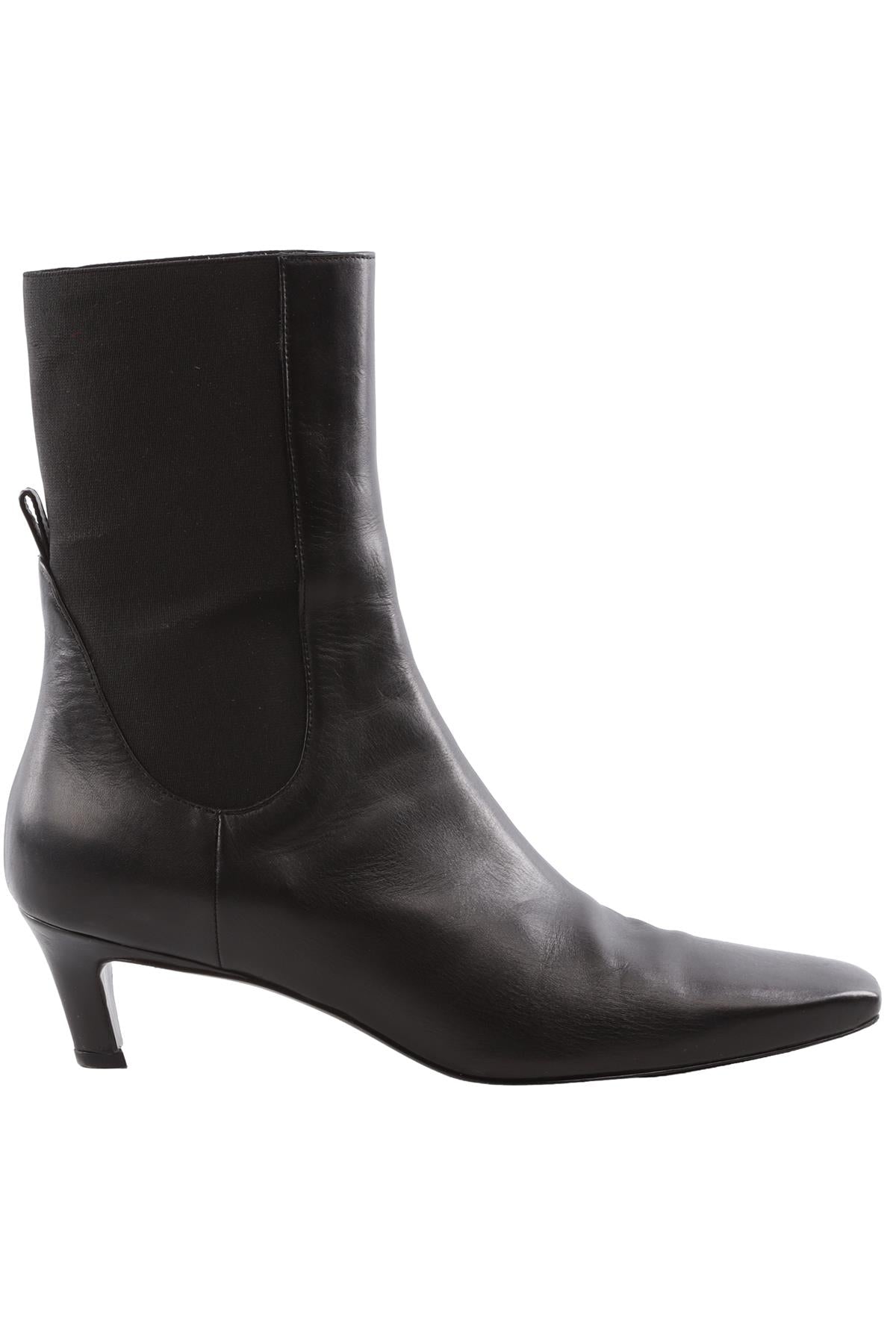TOTEME BLACK LEATHER ANKLE BOOTS EU 41 UK 8 US 11