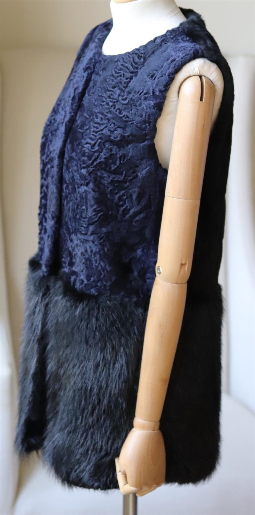 CO SHEARLING, RABBIT AND BEAVER FUR GILET XSMALL