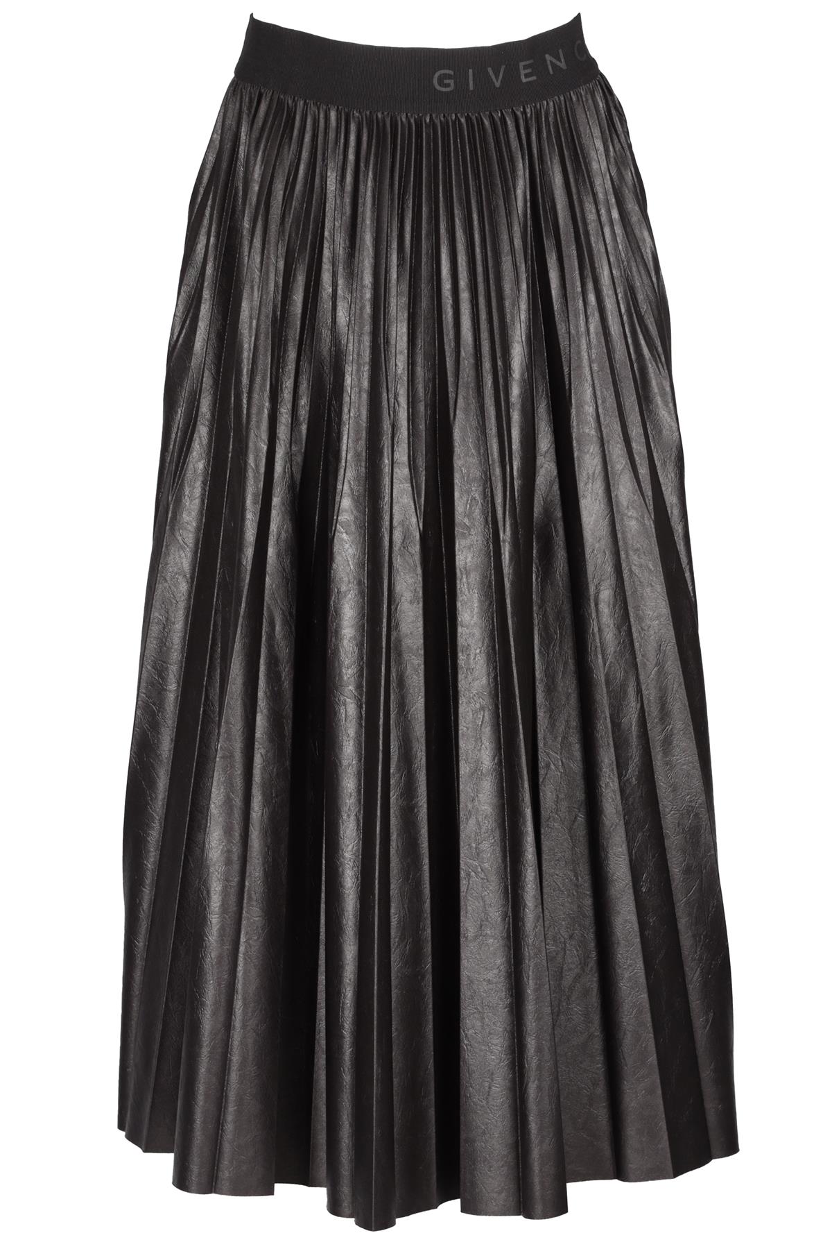 GIVENCHY BLACK FAUX LEATHER MIDI SKIRT FR 36 UK 8