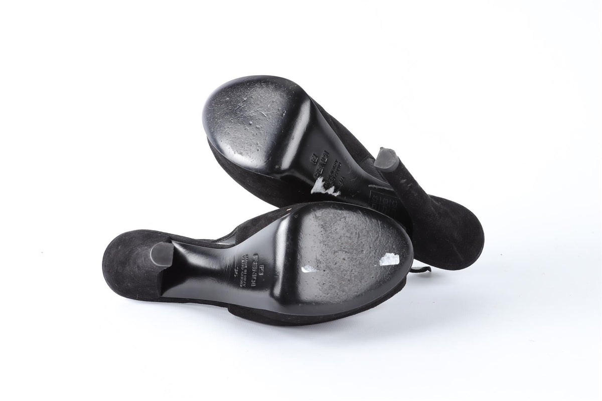 FENDI BLACK SUEDE PLATFORM SANDALS EU 36 UK 3 US 6