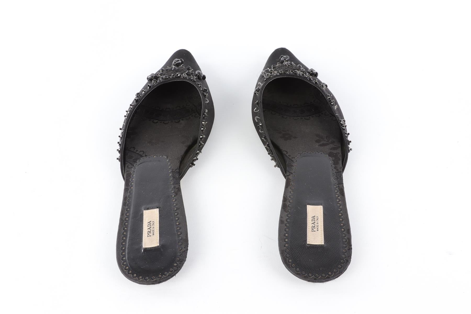 PRADA BLACK SATIN FLATS EU 39 UK 6 US 9