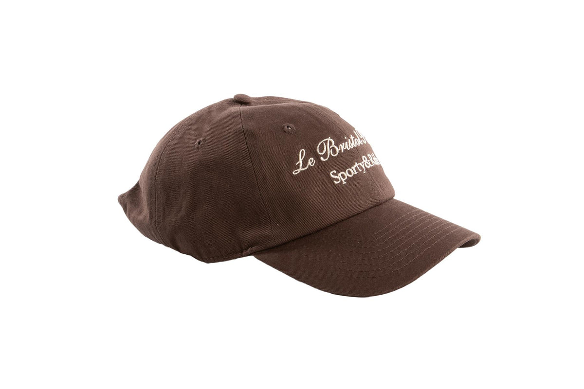 SPORTY & RICH + LE BRISTOL PARIS BROWN COTTON BASEBALL CAP ONE SIZE