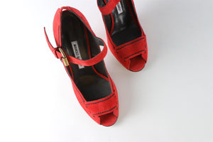 MANOLO BLAHNIK RED SUEDE PUMPS EU 39.5 UK 6.5 US 9.5