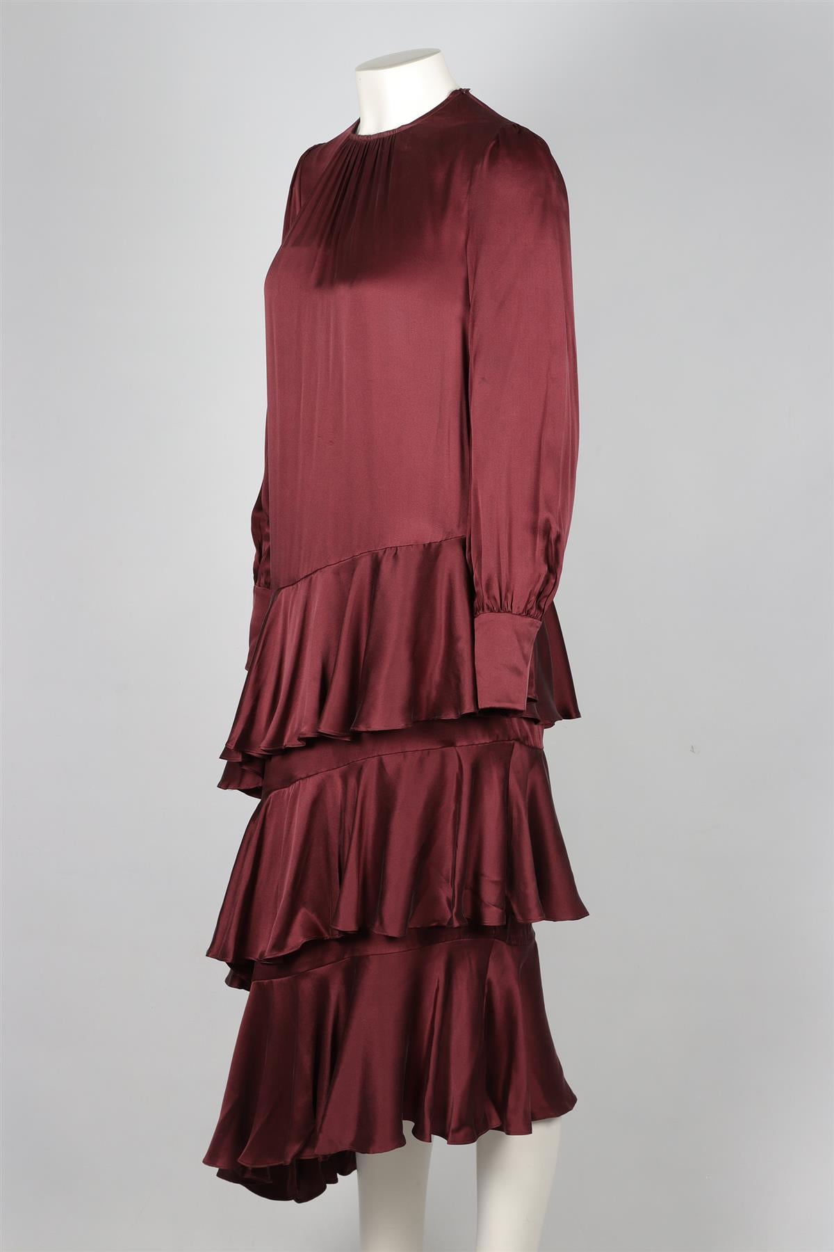 ZIMMERMANN BURGUNDY SILK MAXI DRESS SMALL