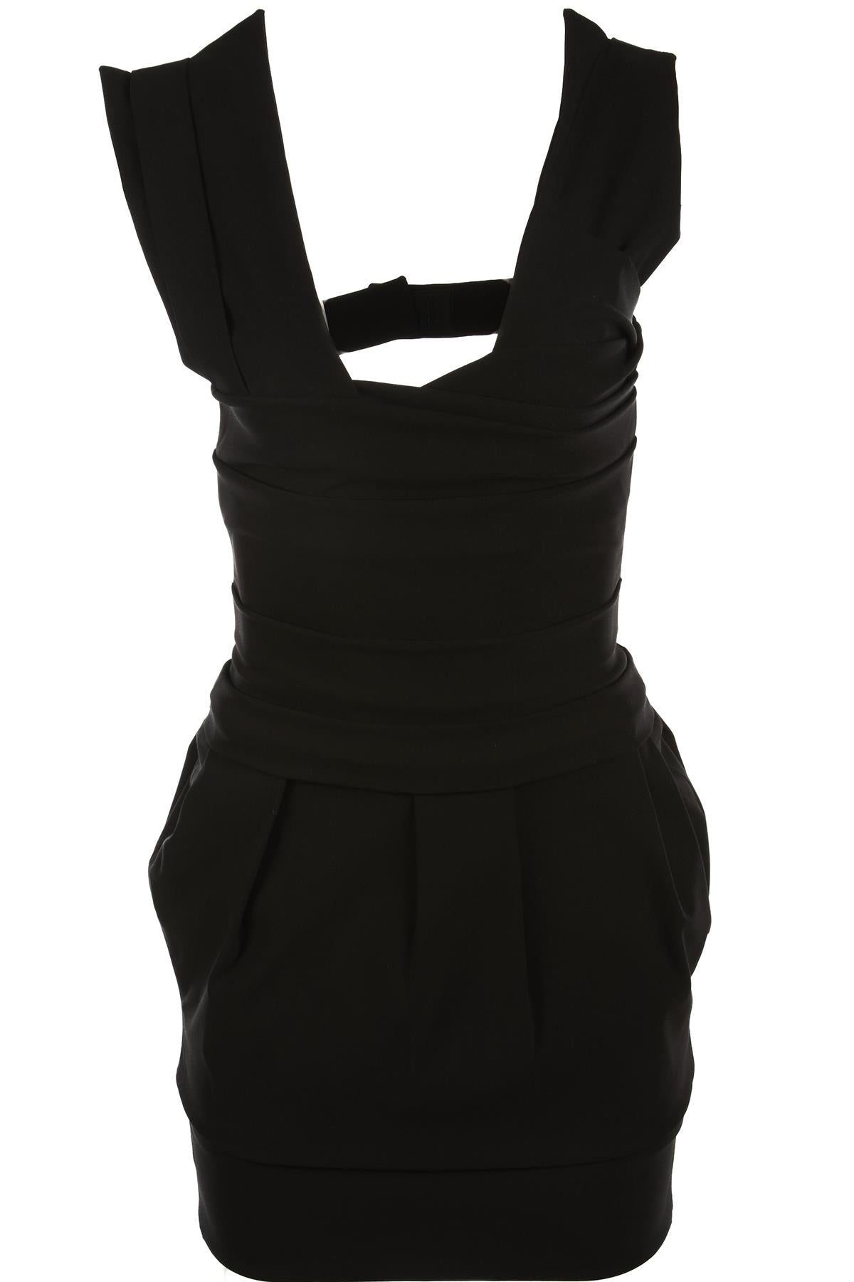 PREEN BY THORNTON BREGAZZI BLACK CREPE MINI DRESS MEDIUM