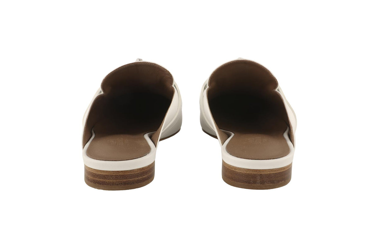 HERMÈS WHITE OZ LEATHER MULES EU 38 UK 5 US 8