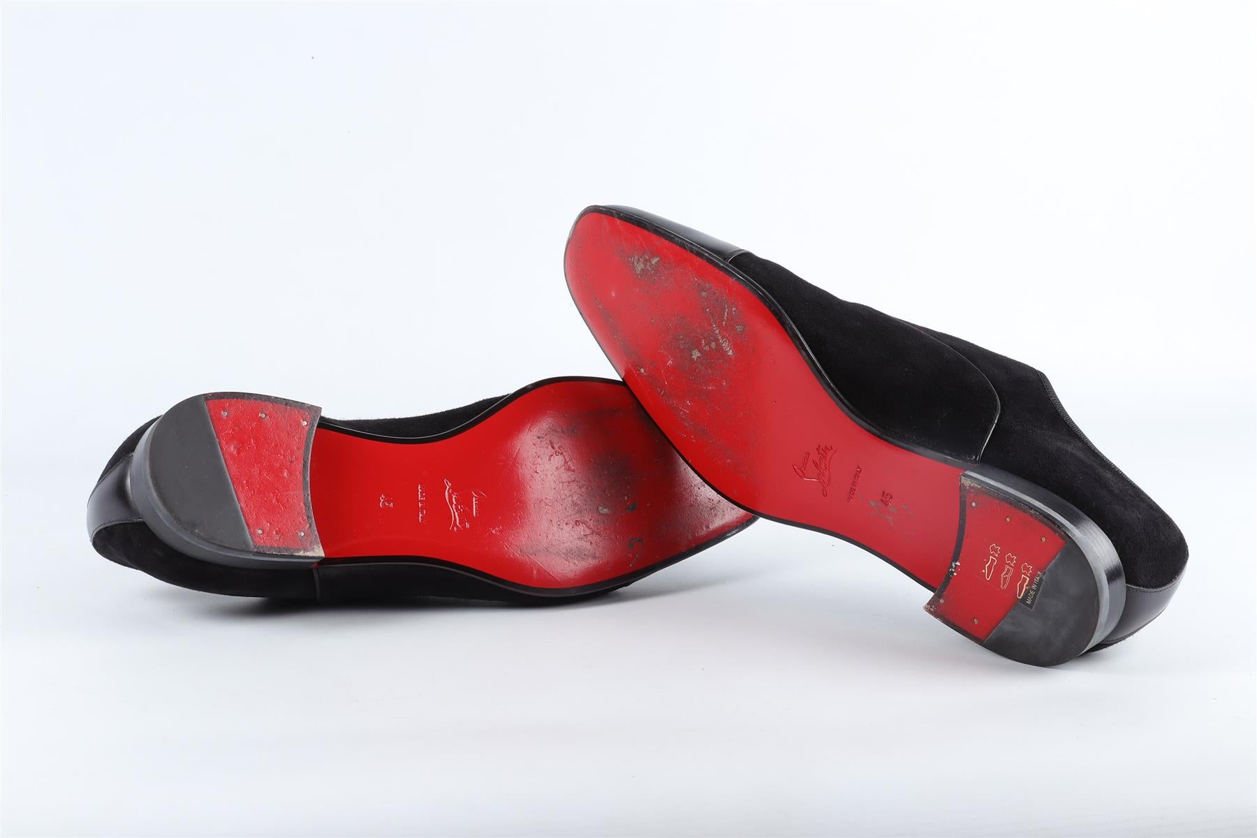 CHRISTIAN LOUBOUTIN BLACK MEN'S SUEDE LOAFERS EU 45 UK 11 US 12