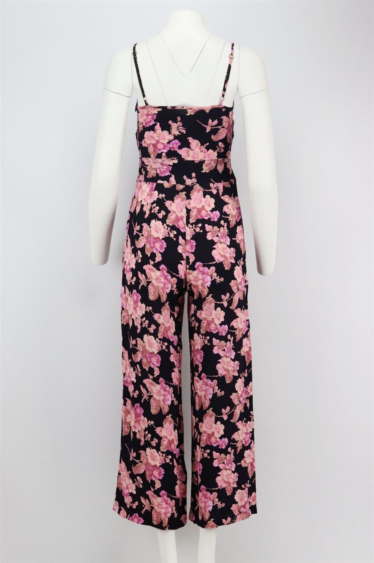 FLYNN SKYE CUTOUT FLORAL PRINT CREPE JUMPSUIT SMALL
