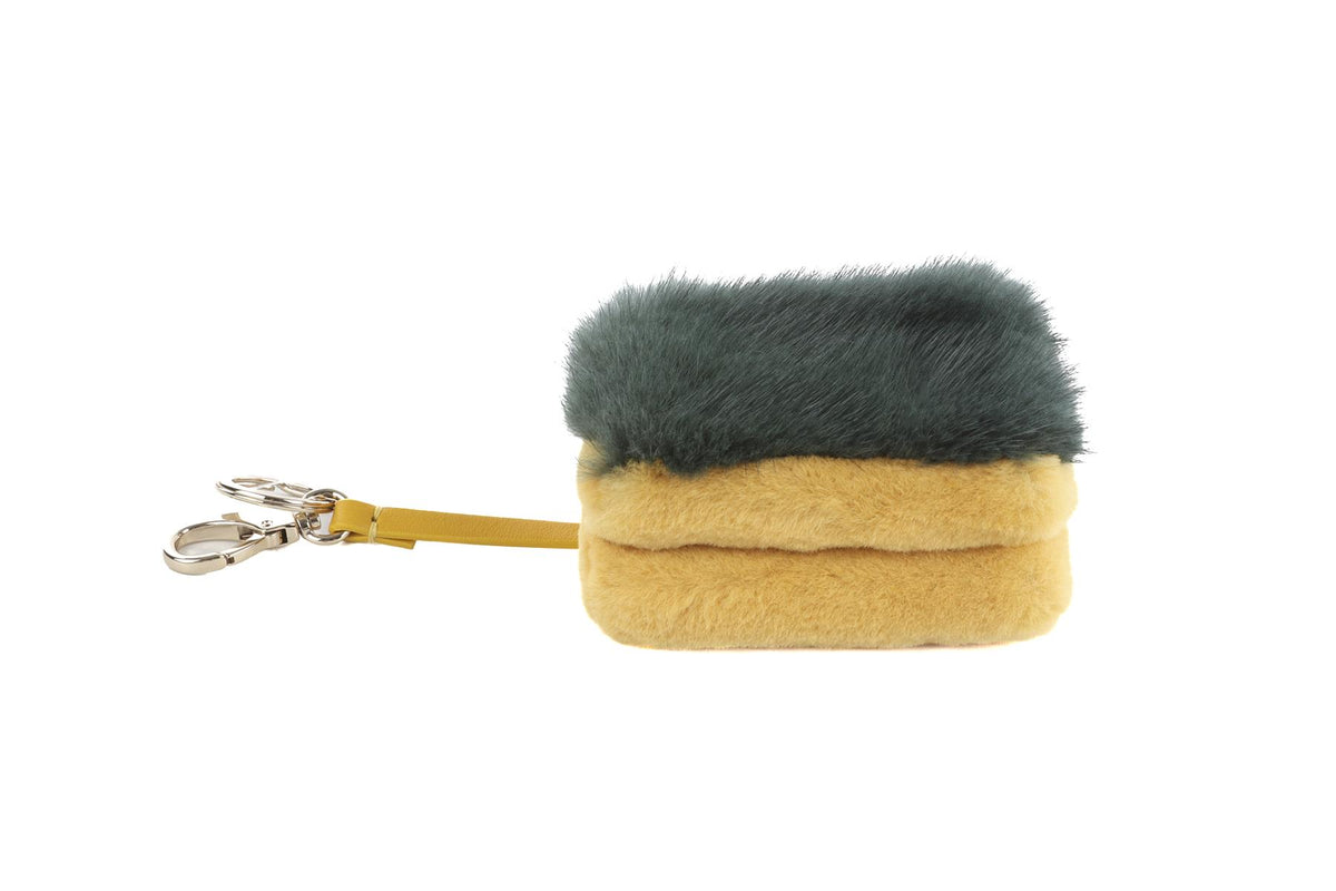 ANYA HINDMARCH YELLOW SCOURER SPONGE FUR KEY CHAIN