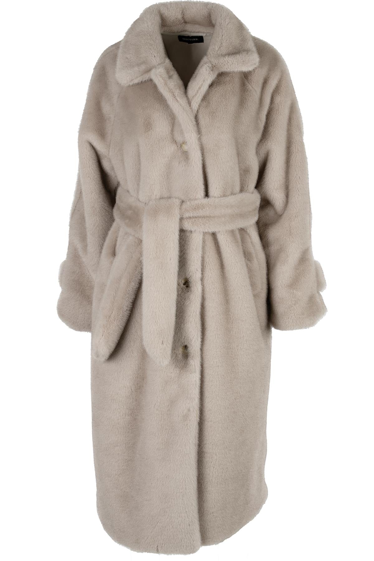 MEOTINE GREY KELLY FAUX FUR COAT XSMALL - SMALL
