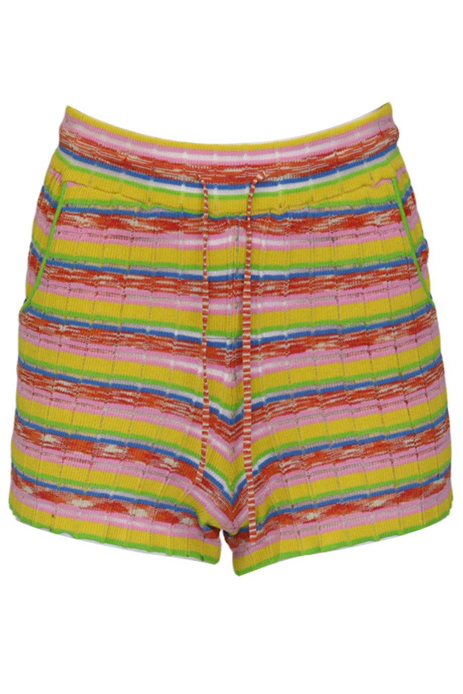 SOLID AND STRIPED STRIPED KNIT SHORTS XSMALL