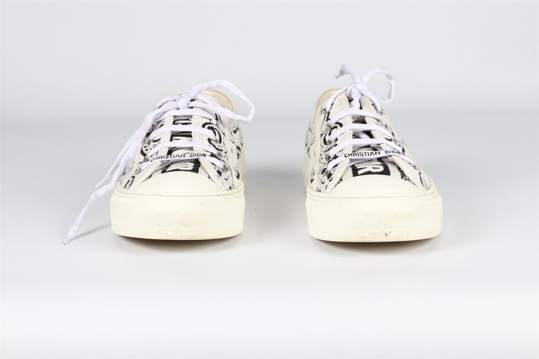 CHRISTIAN DIOR WHITE WALK'N'DIOR CANVAS SNEAKERS EU 40 UK 7 US 10