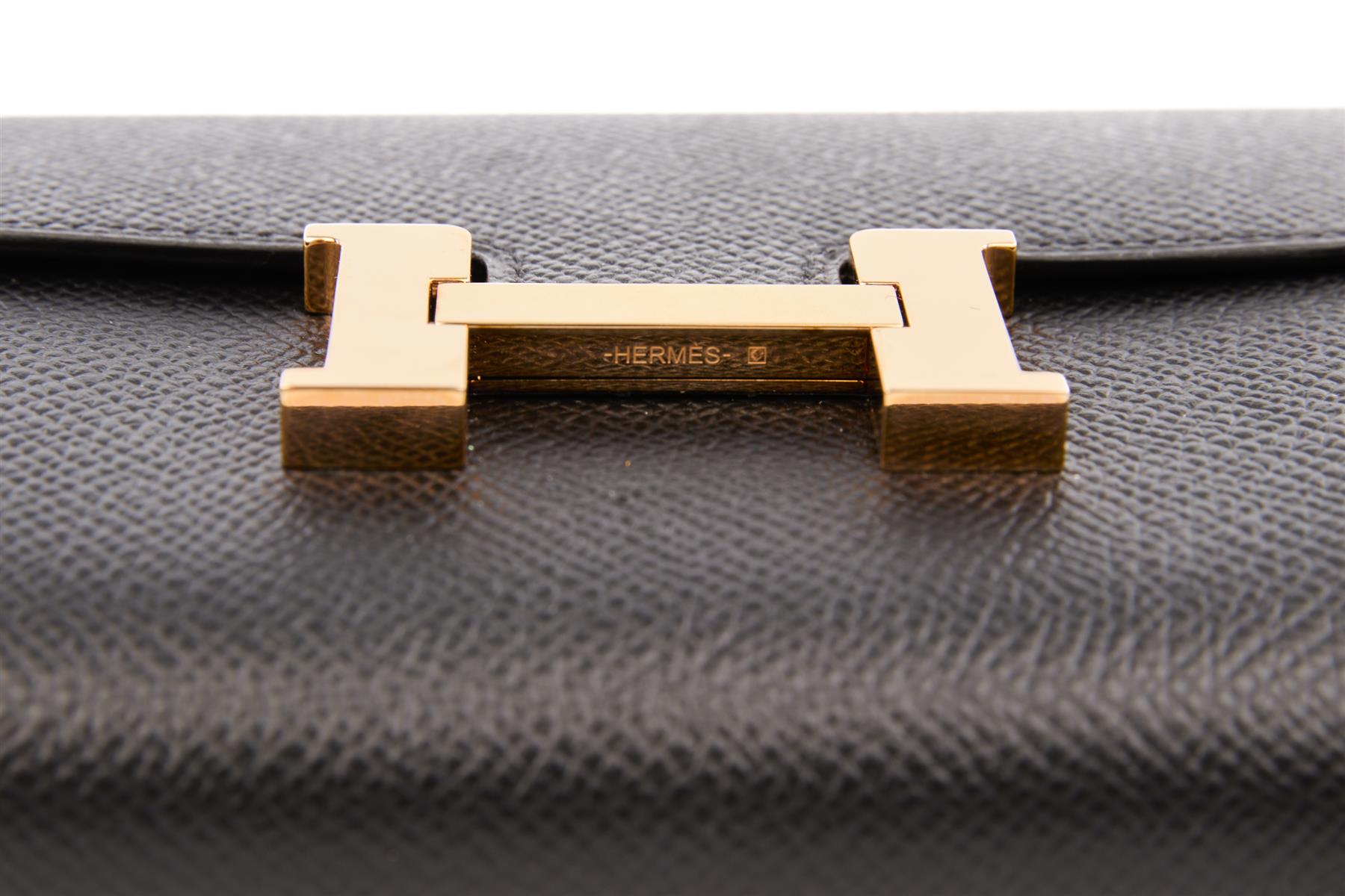 HERMÈS BLACK 2020 CONSTANCE COMPACT EPSOM LEATHER WALLET