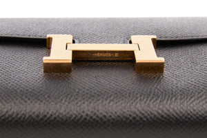 HERMÈS BLACK 2020 CONSTANCE COMPACT EPSOM LEATHER WALLET