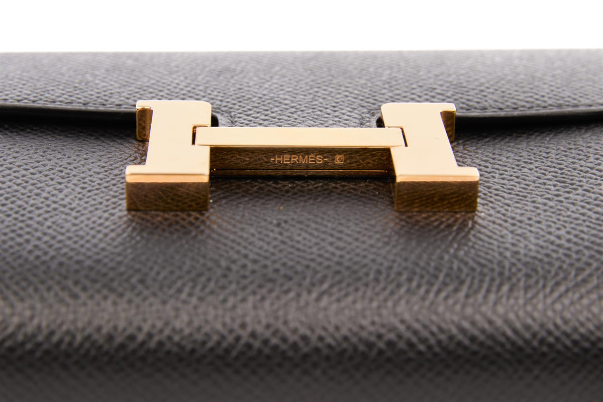 HERMÈS BLACK 2020 CONSTANCE COMPACT EPSOM LEATHER WALLET