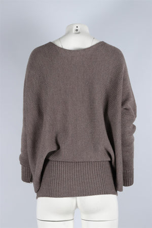 JOSEPH TRICOT TAUPE WOOL SWEATER SMALL