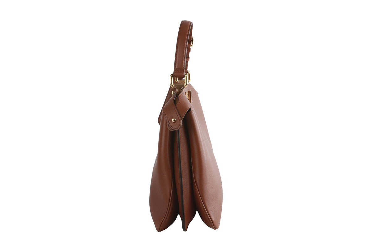 FENDI BROWN PEEKABOO SOFT MEDIUM LEATHER TOTE BAG
