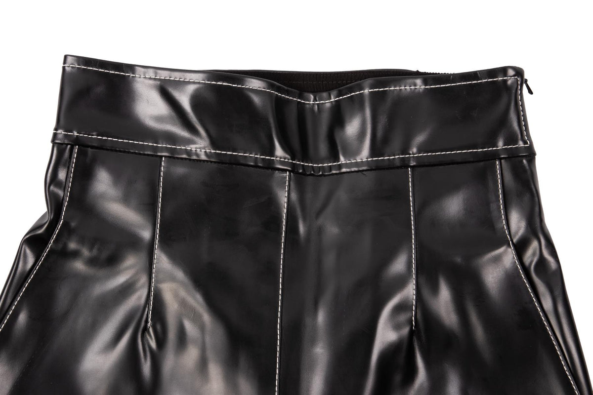 PHILOSOPHY DI LORENZO SERAFINI BLACK FAUX LEATHER STRAIGHT LEG PANTS IT 38 UK 6