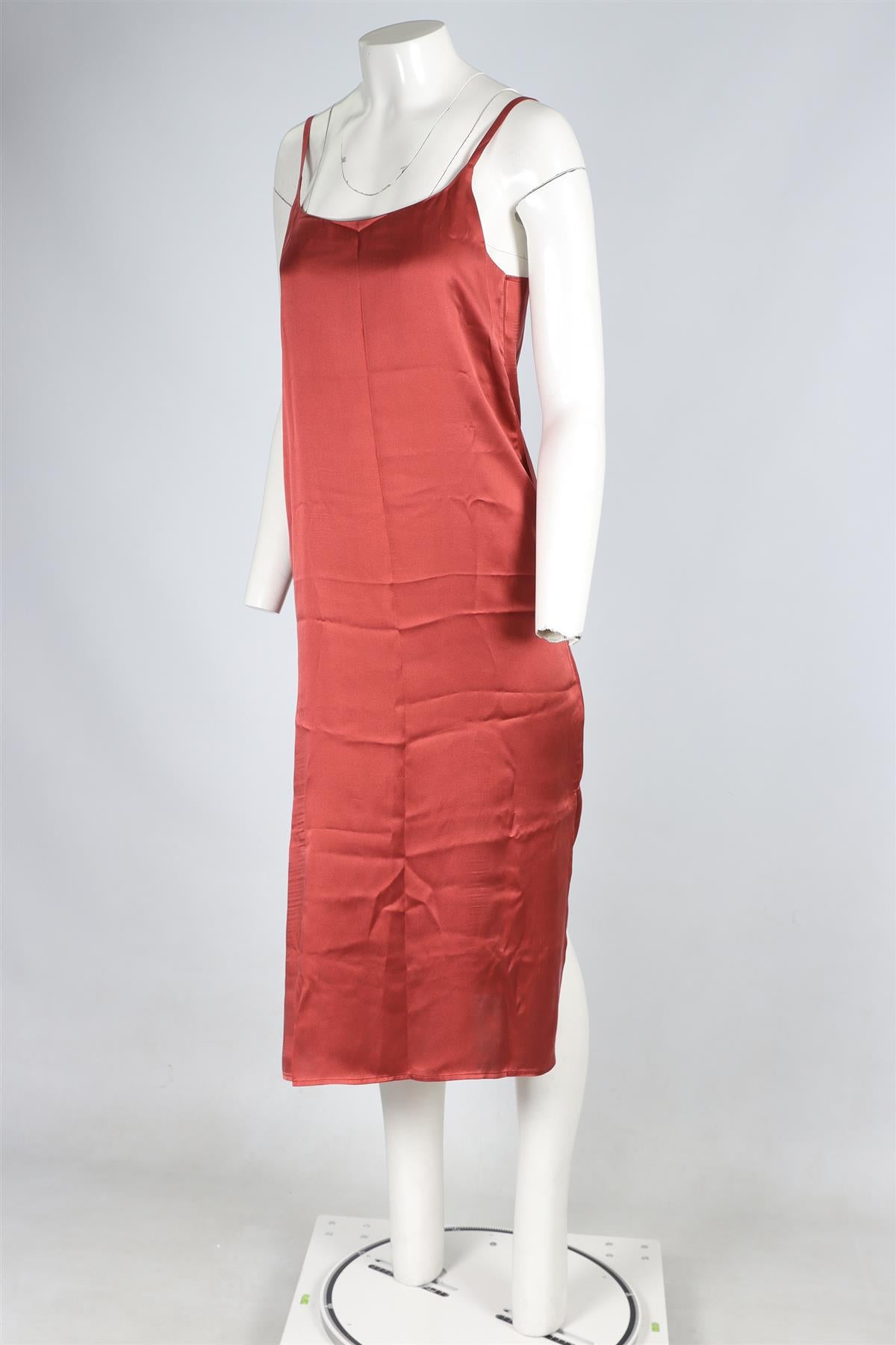 ASCENO PINK SILK MAXI DRESS SMALL