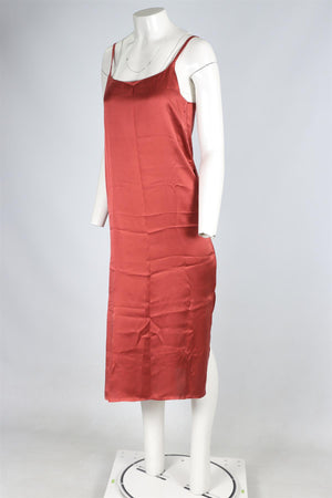 ASCENO PINK SILK MAXI DRESS SMALL