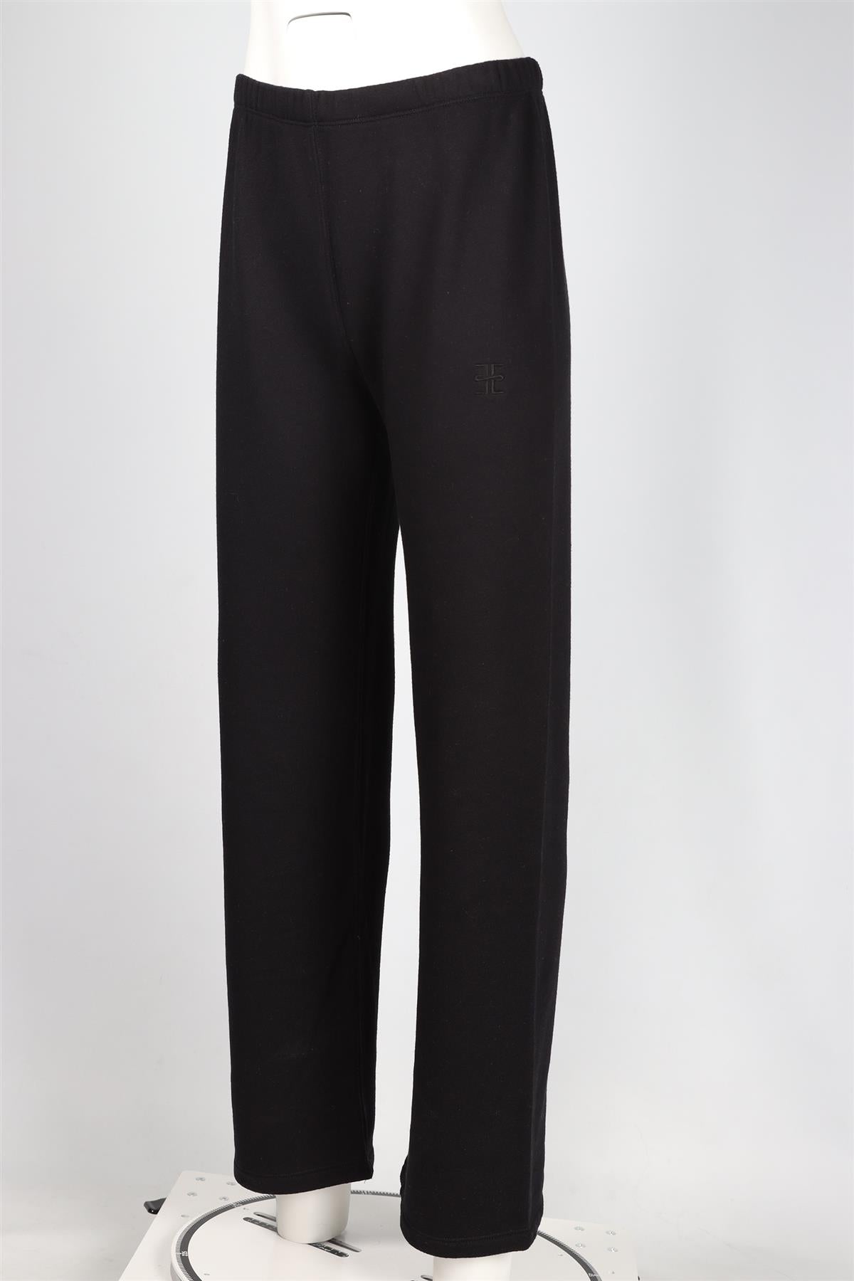 ÉTERNE BLACK COTTON BLEND STRAIGHT LEG PANTS SMALL