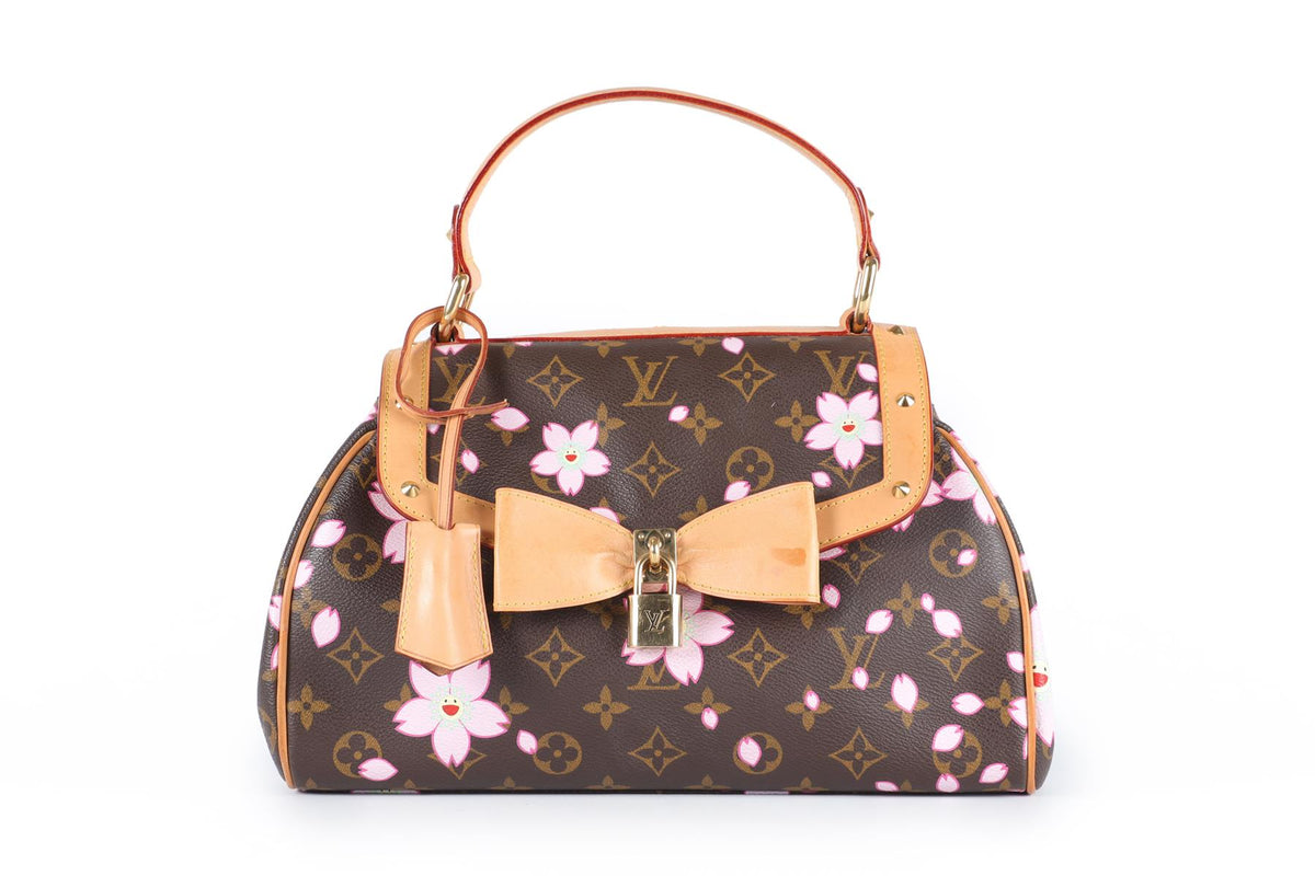 LOUIS VUITTON + TAKASHI MURAKAMI BROWN 2003 SAC RETRO PM CHERRY BLOSSOM MONOGRAM TOTE BAG