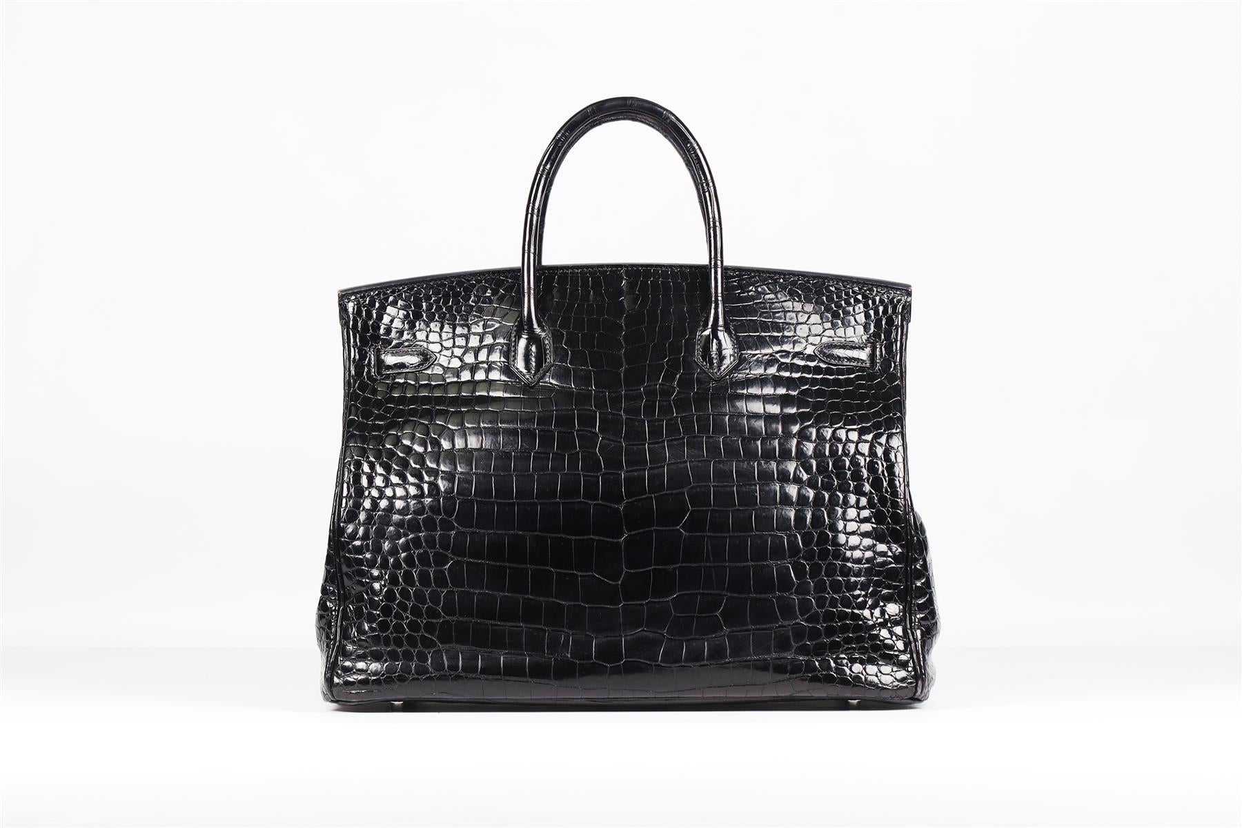 HERMÈS BLACK 2008 BIRKIN 40CM CROCODILE POROSUS BAG IN NOIR