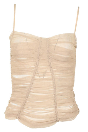 DOLCE & GABBANA RUCHED MESH TOP IT 40 UK 8