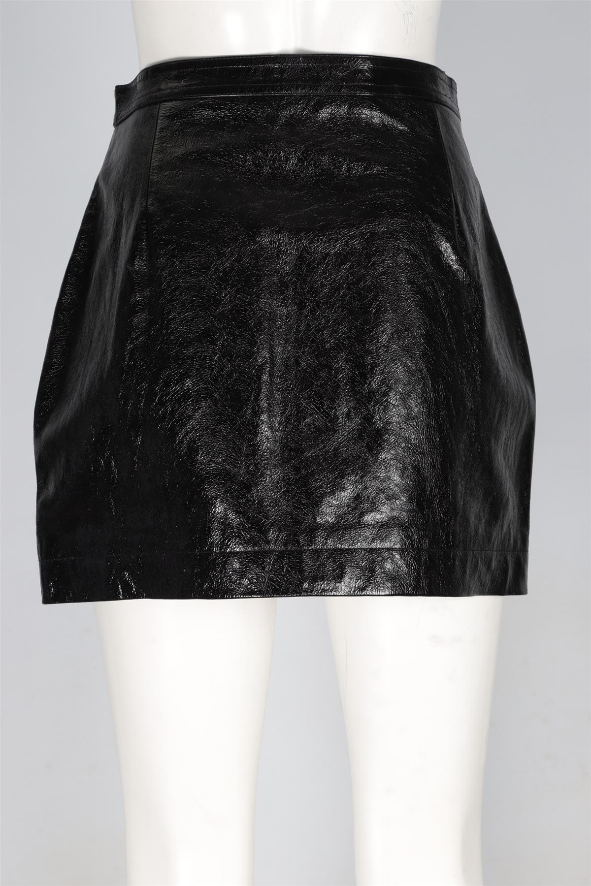 VALENTINO BLACK LEATHER MINI SKIRT IT 40 UK 8