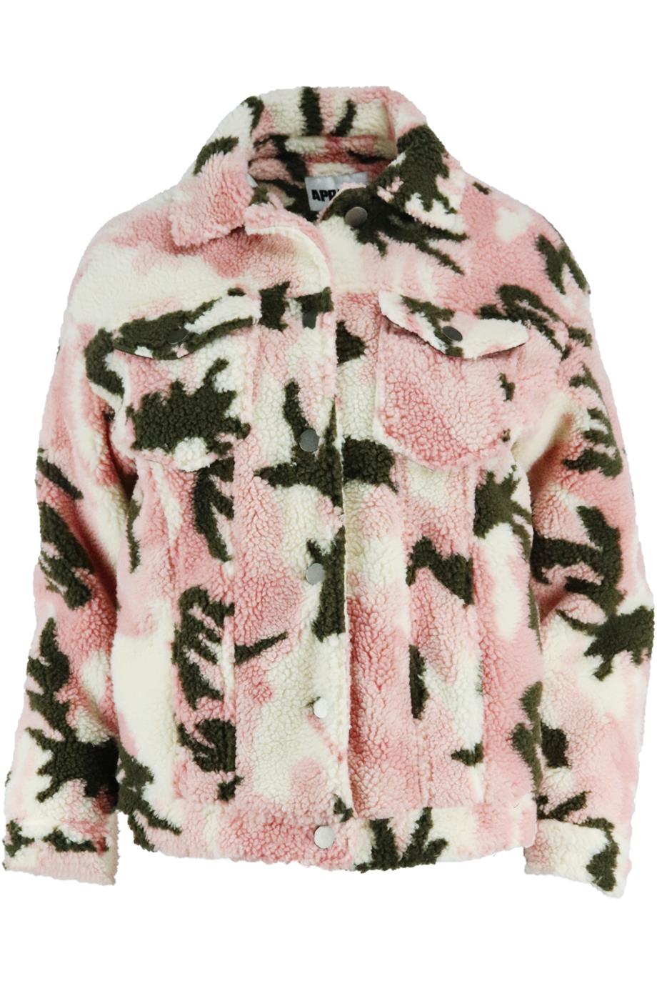 APPARIS CAMOUFLAGE PRINT FAUX SHEARLING JACKET MEDIUM