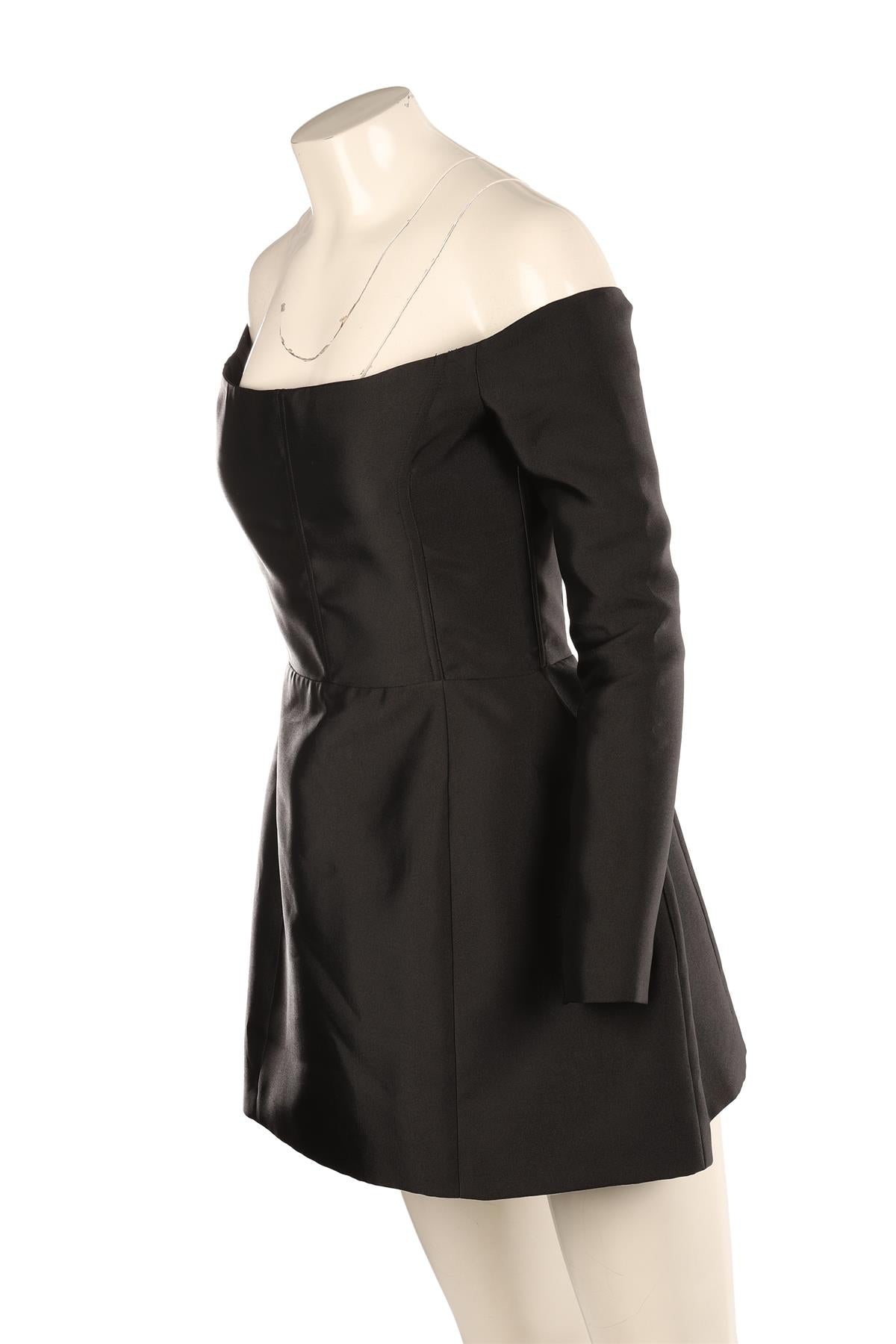 SILVIA ASTORE BLACK SATIN MINI DRESS IT 40 UK 8